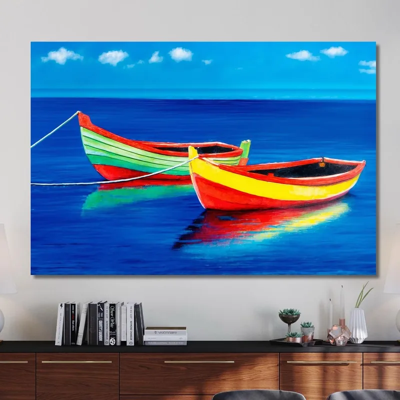 Quadro Barche Colorate Sul Mare Blu