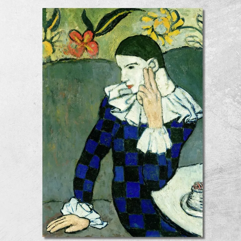 Arlequin Assis Pablo Picasso tableau impression sur toile