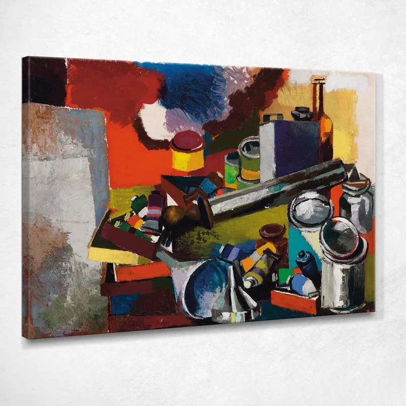 Tavolo E Oggetti Nello Studio Renato Guttuso quadro stampa su tela