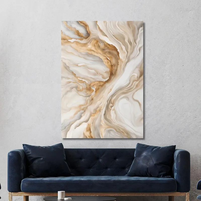 Quadro Moderno Effetto Marmo Beige E Bianco