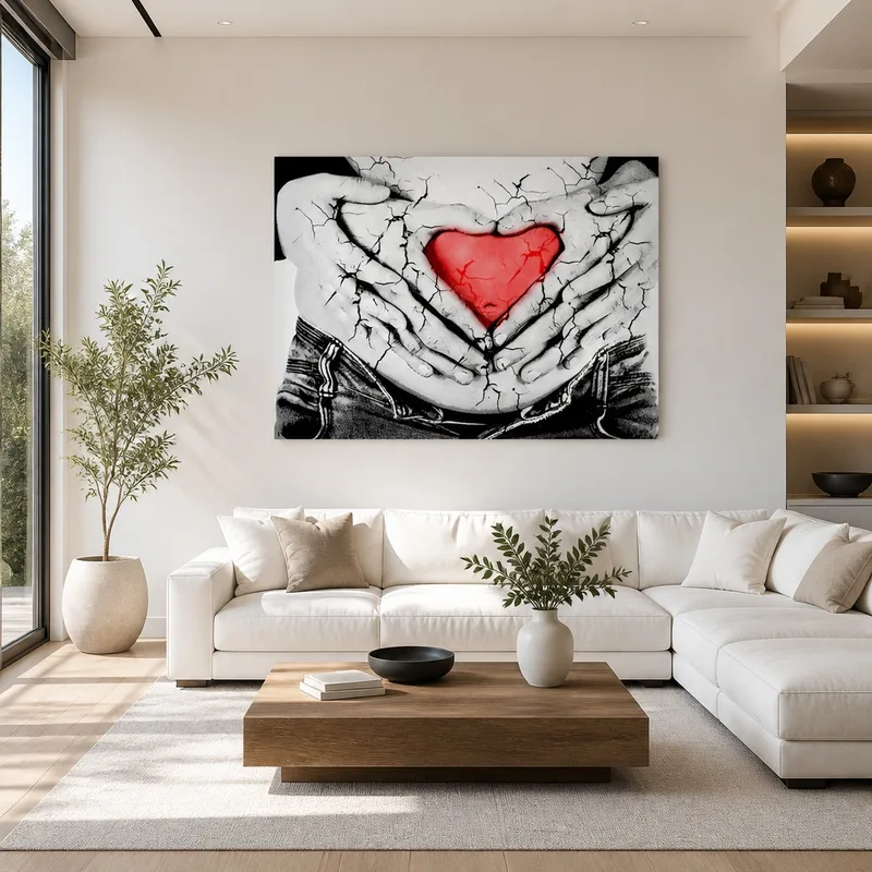 Peinture Abstraite Amour Dans Une Étreinte tableau impression sur toile