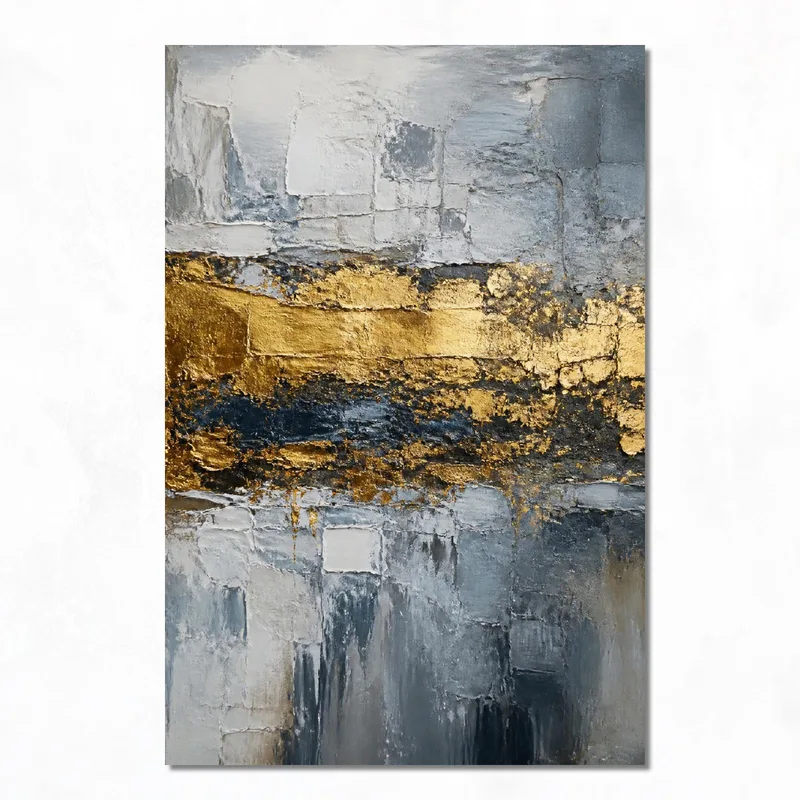 Testura Astratta Oro e Grigio quadro canvas