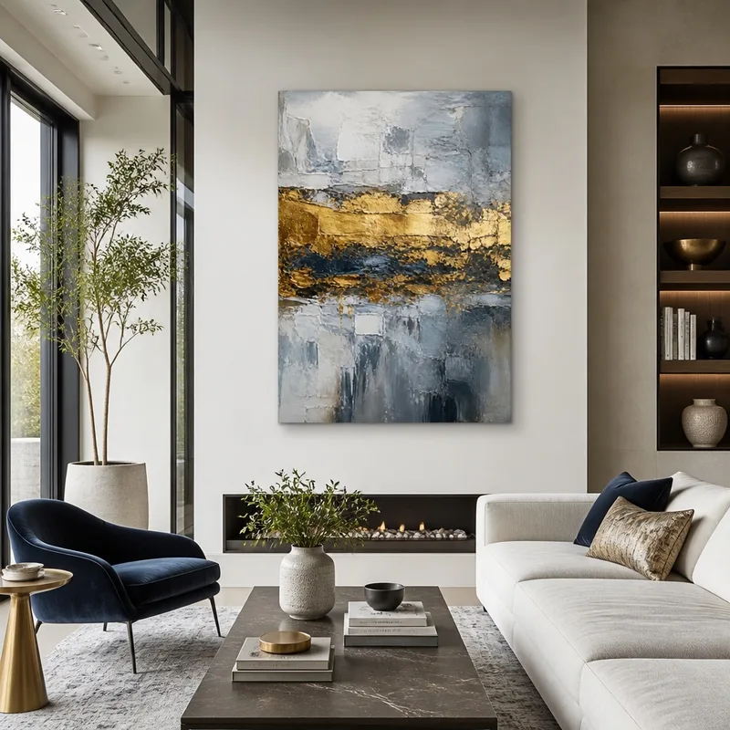 Testura Astratta Oro e Grigio quadro canvas