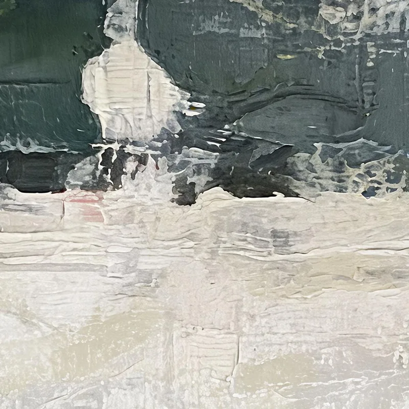 Toile artistique texture abstraite verte et crème