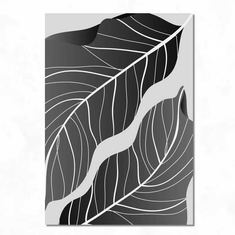 Motifs de Feuilles Monochromes tableau sur toile