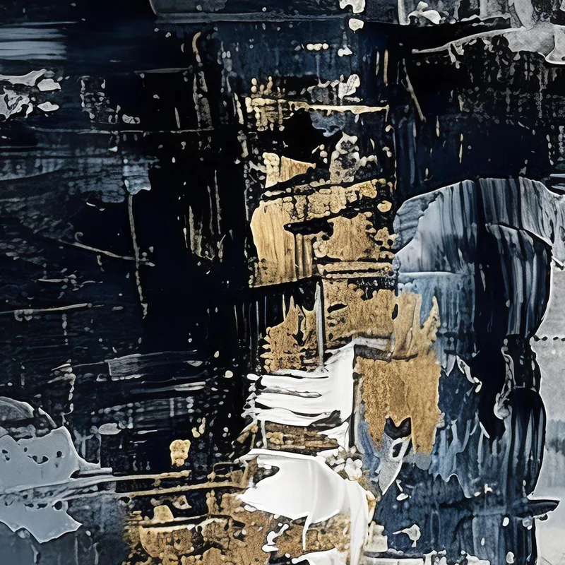 Impresion en lienzo composición abstracta en azul marino y dorado