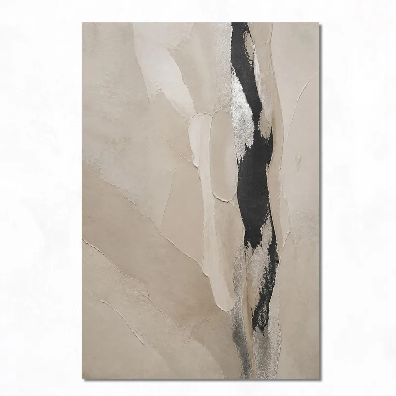 Impression sur toile texture abstraite noire et crème