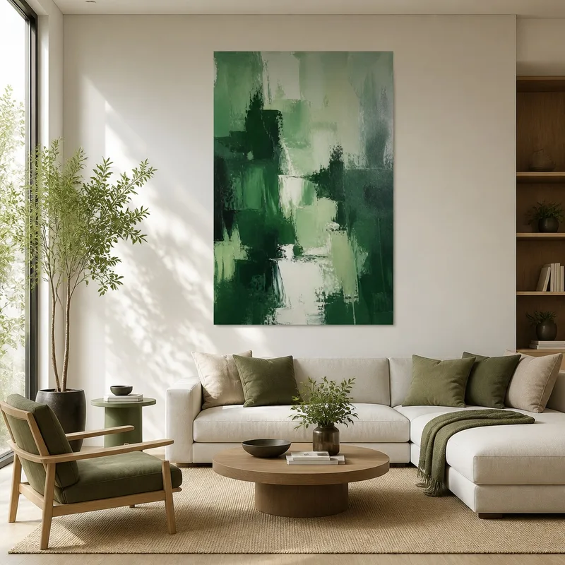 Composition Abstraite Verte tableau moderne