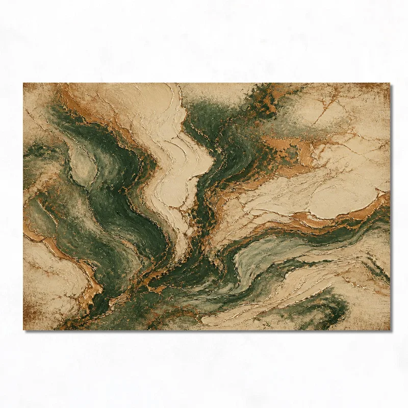 Quadro su tela onde astratte terrose