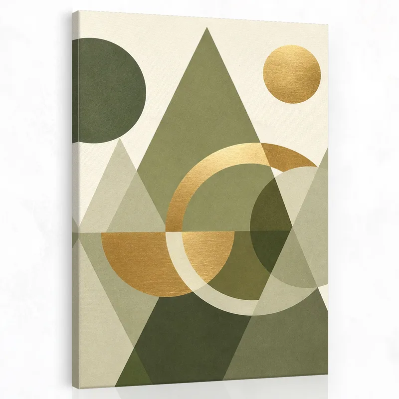 Gold Green Geometric Circles fine art print