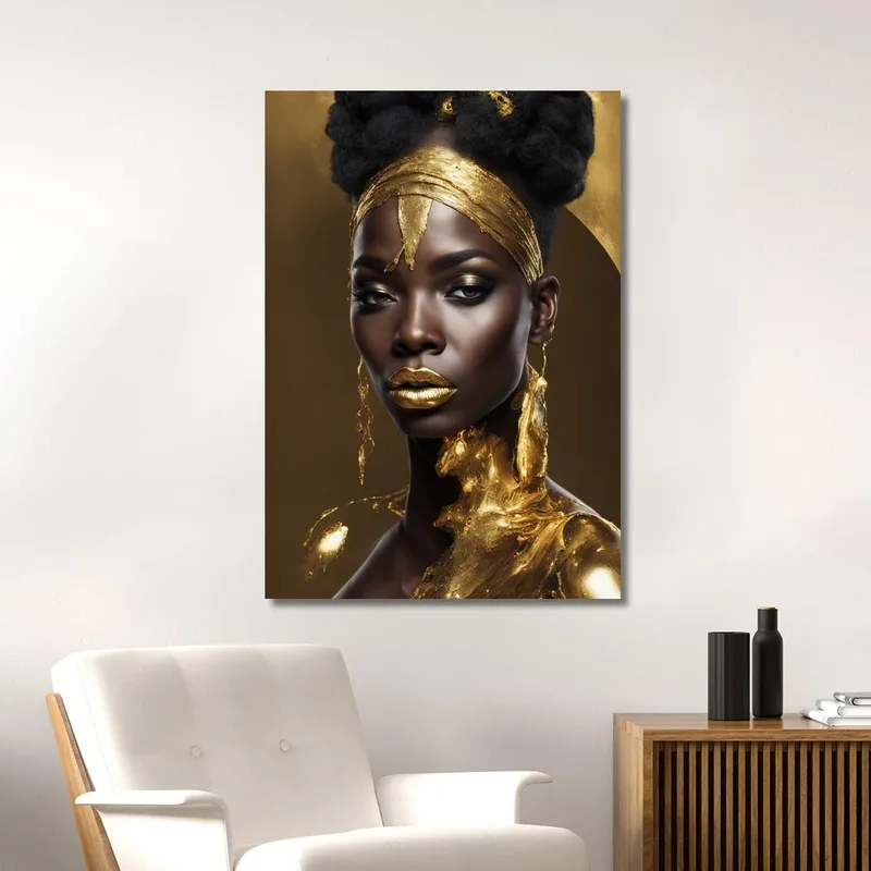 Quadro Donna Africana Con Decorazioni Dorate Eleganza Regale