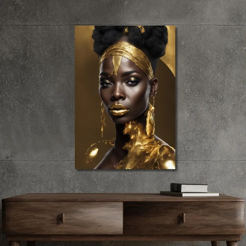 Quadro Donna Africana Con Decorazioni Dorate Eleganza Regale