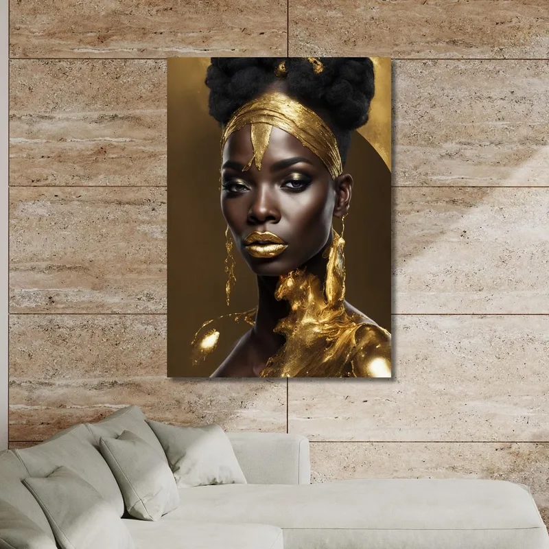 Quadro Donna Africana Con Decorazioni Dorate Eleganza Regale