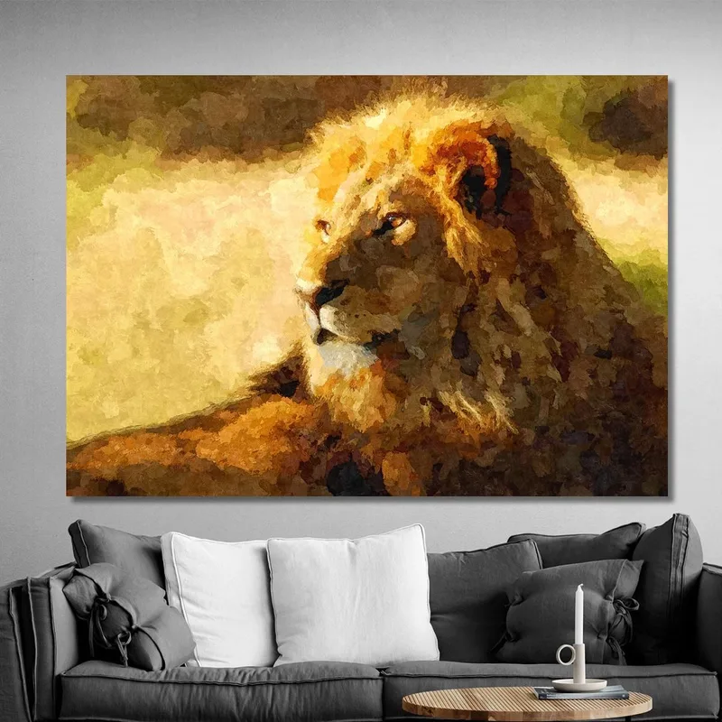 Quadro Leone Africano Su Tela Potenza E Regalità Nella Savana