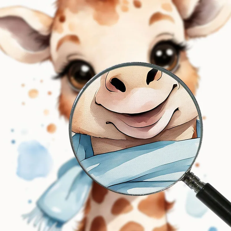 Quadro Per Neonato, Decorazione Per Cameretta, Giraffa Con Sciarpa Azzurra