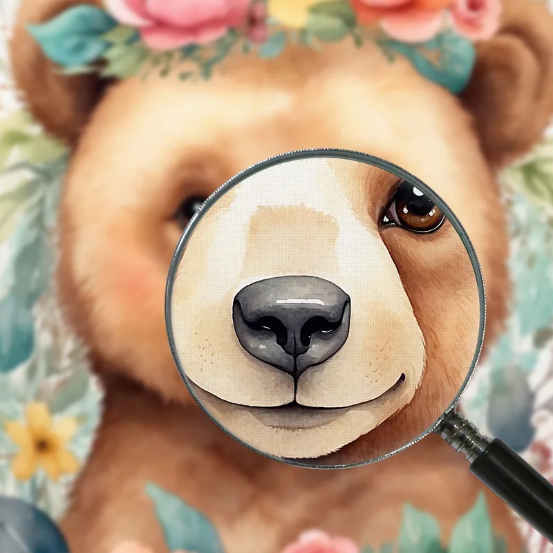 Dekoratives Bild Für Ein Mädchenzimmer Teddybär Mit Einer Girlande Aus Bunten Blumen