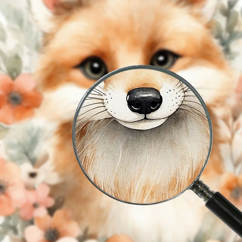 Gemälde Für Kinder Kinderzimmerdekoration Fuchs Mit Orangefarbenem Blumenrahmen