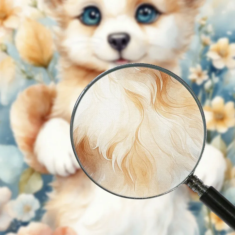 Quadro Per Nursery, Decorazione Per Cameretta, Cucciolo Di Cane Con Fiorellini E Cappellino