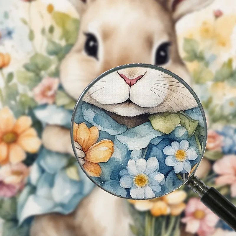 Kinderzimmerdekoration Bild Für Kinder Süßer Hase Unter Frühlingsblumen