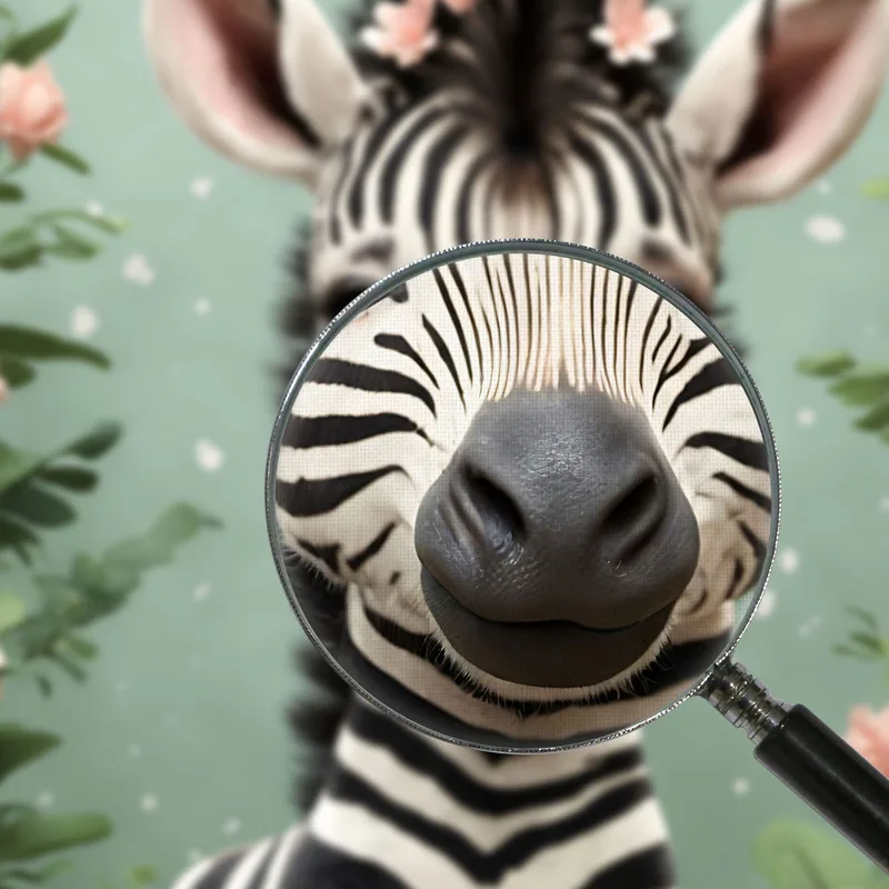 Quadro Per Cameretta Del Neonato, Zebra Giocosa In Una Fantasia Floreale