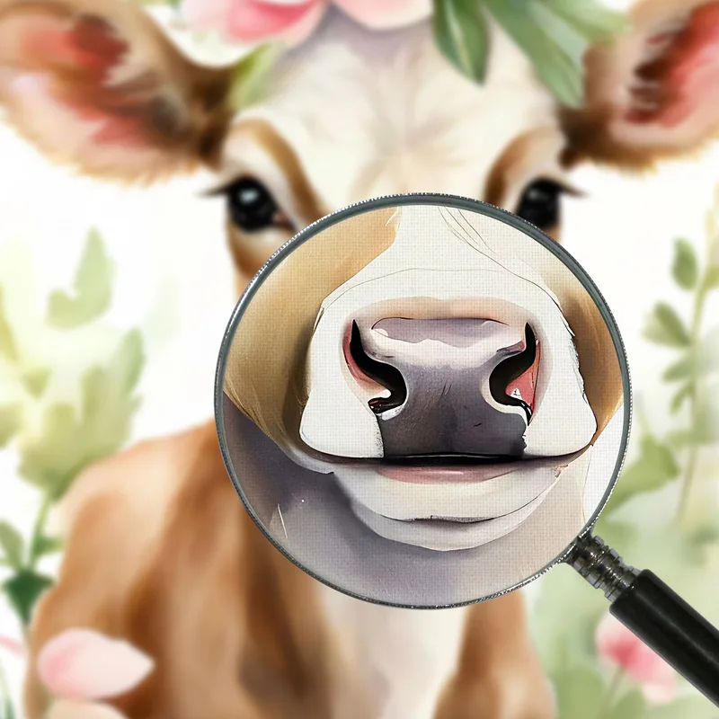 Peinture Pour Chambre De Garçon Jeune Vache À La Couronne De Fleurs