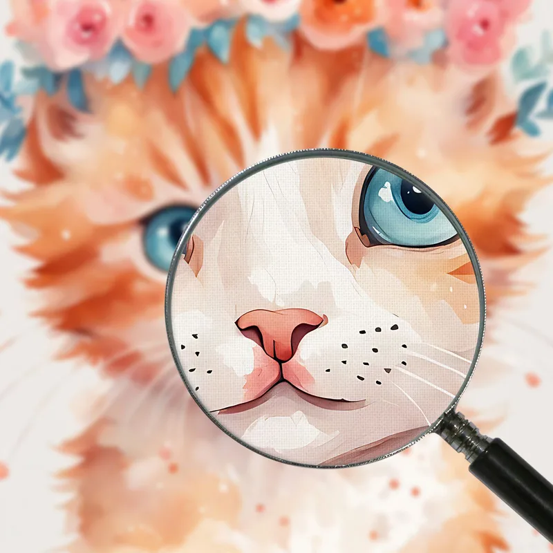 Decorazione Nursery, Quadro Per Bimbo E Bimba, Gattino Adorabile Con Fiori Colorati