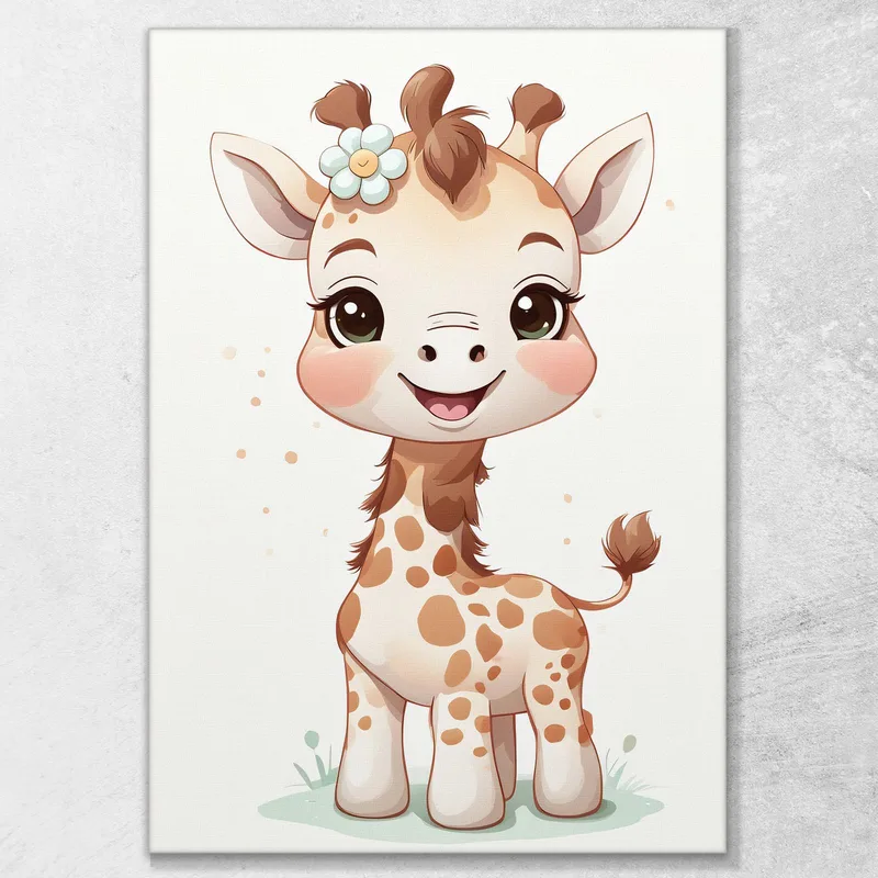 Gemälde Für Kinder Schlafzimmerdekoration Kleine Giraffe Mit Blume