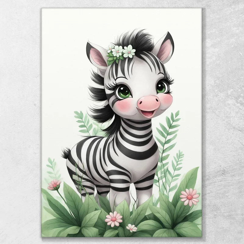 Bild Für Neugeborene Schlafzimmerdekoration Süßes Babyzebra Mit Blumenkrone