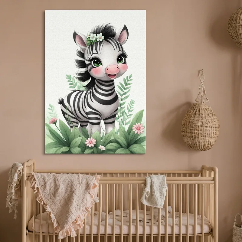 Bild Für Neugeborene Schlafzimmerdekoration Süßes Babyzebra Mit Blumenkrone
