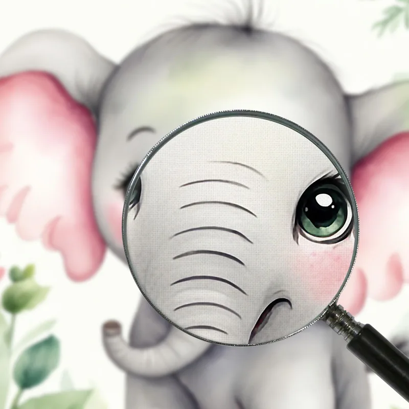 Kinderzimmerbild Dekoration Für Kinder Elefant Mit Rosa Ohren Und Blumen