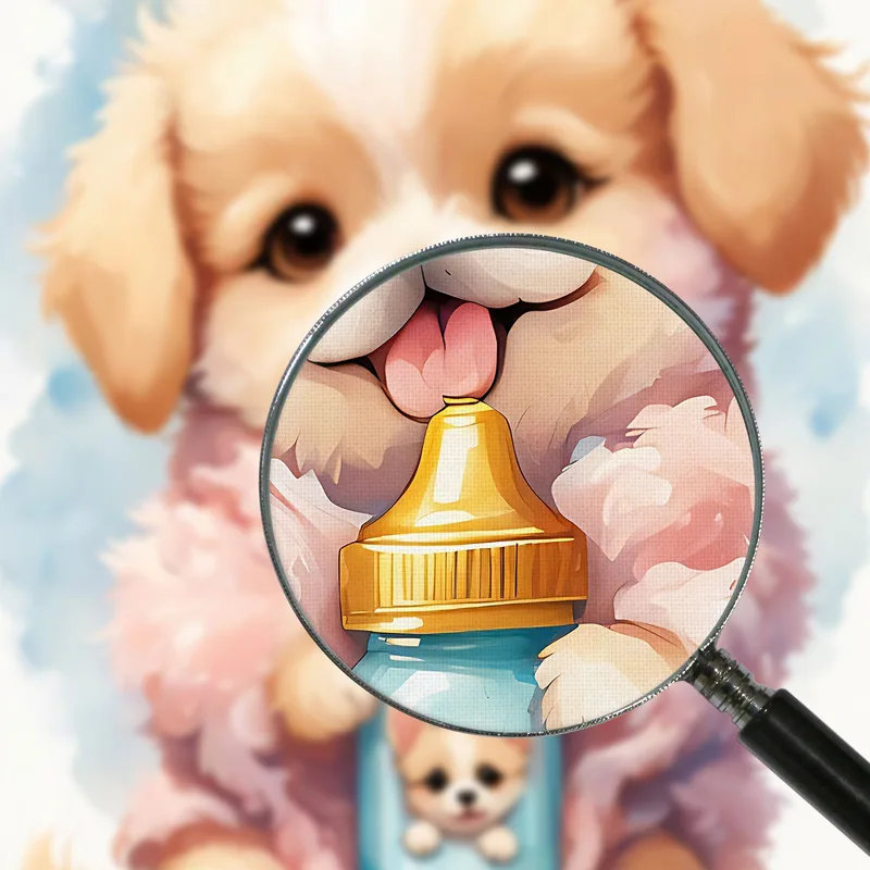 Dekoratives Bild Für Ein Mädchenzimmer Hund Kind Welpe Mit Flasche