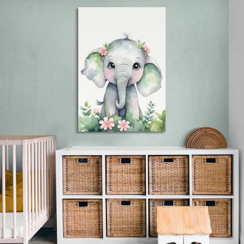 Peinture Pour Chambre De Bébé Bébé Éléphant En Style Aquarelle