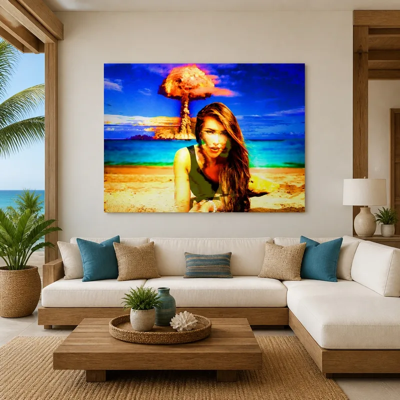 Bikini Mit Abstraktem Gemälde Und Atomic Tan drucken auf leinwand