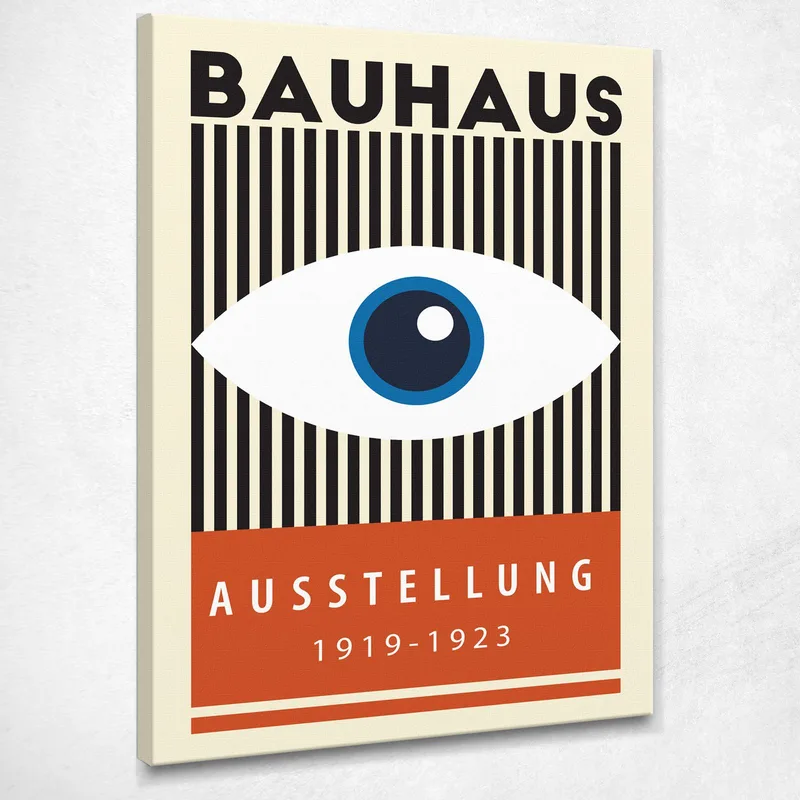 Bauhaus Painting Eye On Striped Background Bauhaus Style canvas print