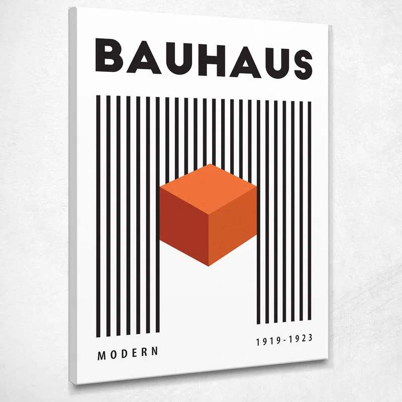 Bauhaus Orange Cube Contrast Painting Bauhaus Style canvas print