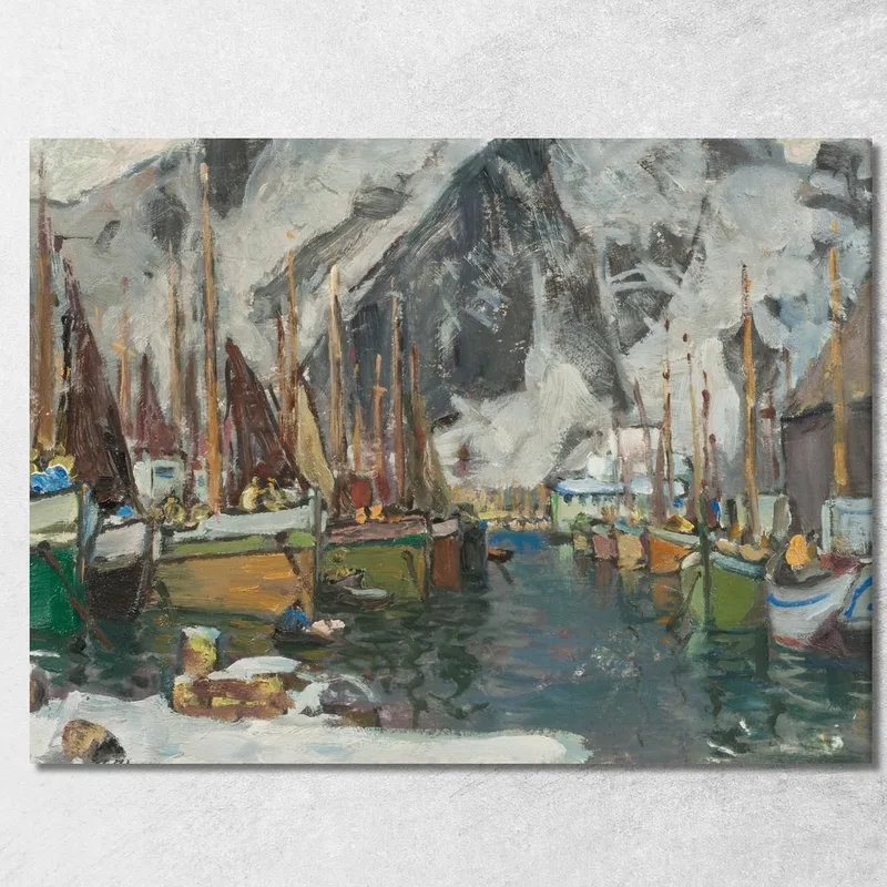 Tra Le Barche Da Pesca A Svolvaer. Studio Da Lofoten Anna Boberg quadro stampa su tela