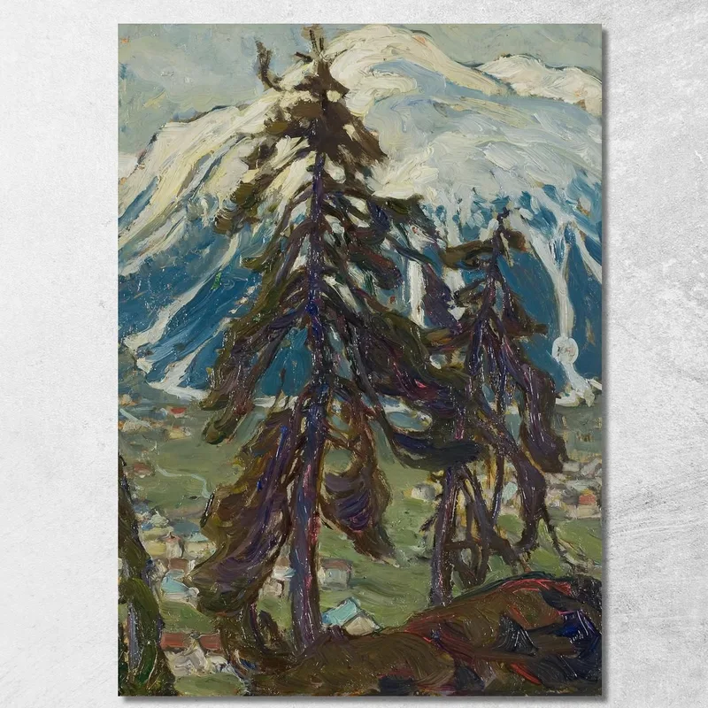 Abeti Davanti Alle Montagne. Studio Dalla Norvegia Settentrionale Anna Boberg quadro stampa su tela