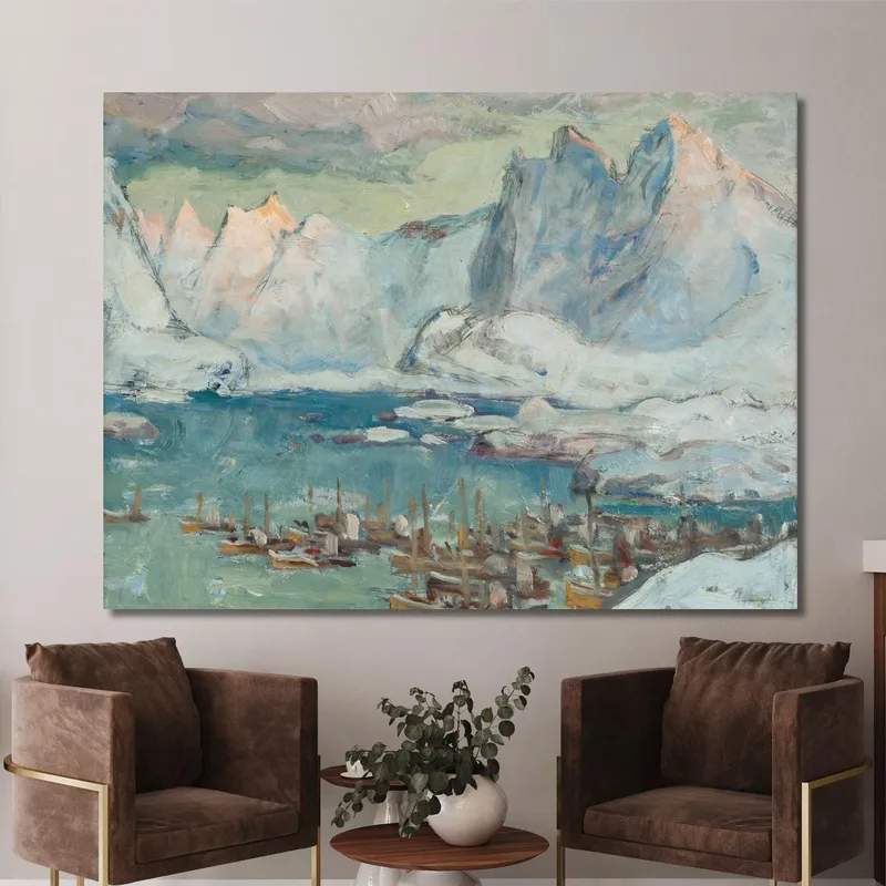 Svolvaer Harbour At The Height Of The Fishing Season.Study From Lofoten Anna Boberg