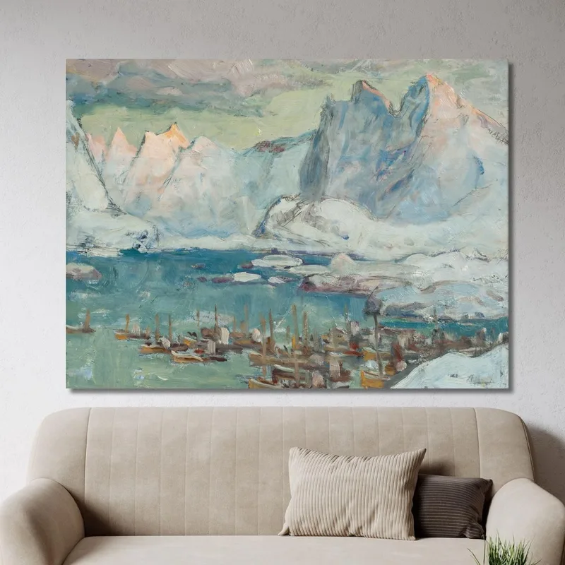 Svolvaer Harbour At The Height Of The Fishing Season.Study From Lofoten Anna Boberg