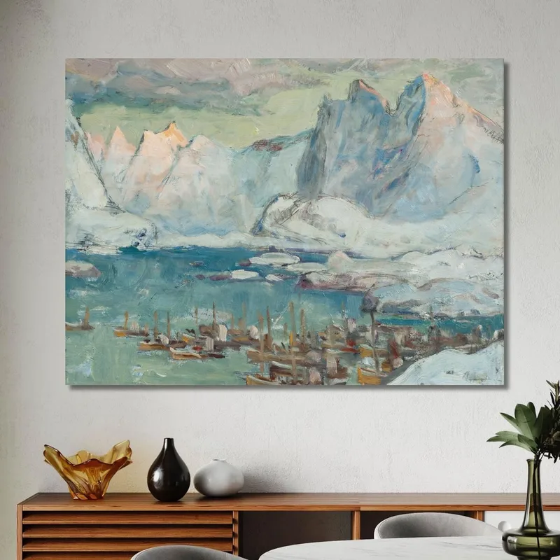 Svolvaer Harbour At The Height Of The Fishing Season.Study From Lofoten Anna Boberg