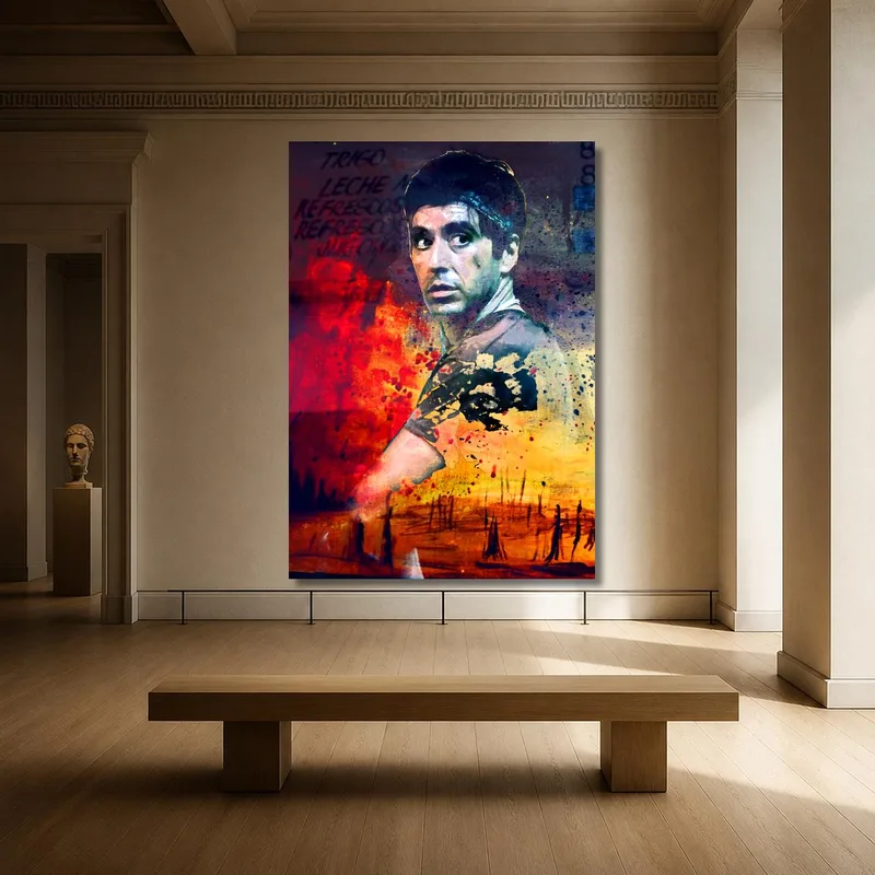 Scarface Tony Montabna Abstrakter Hintergrund drucken auf leinwand