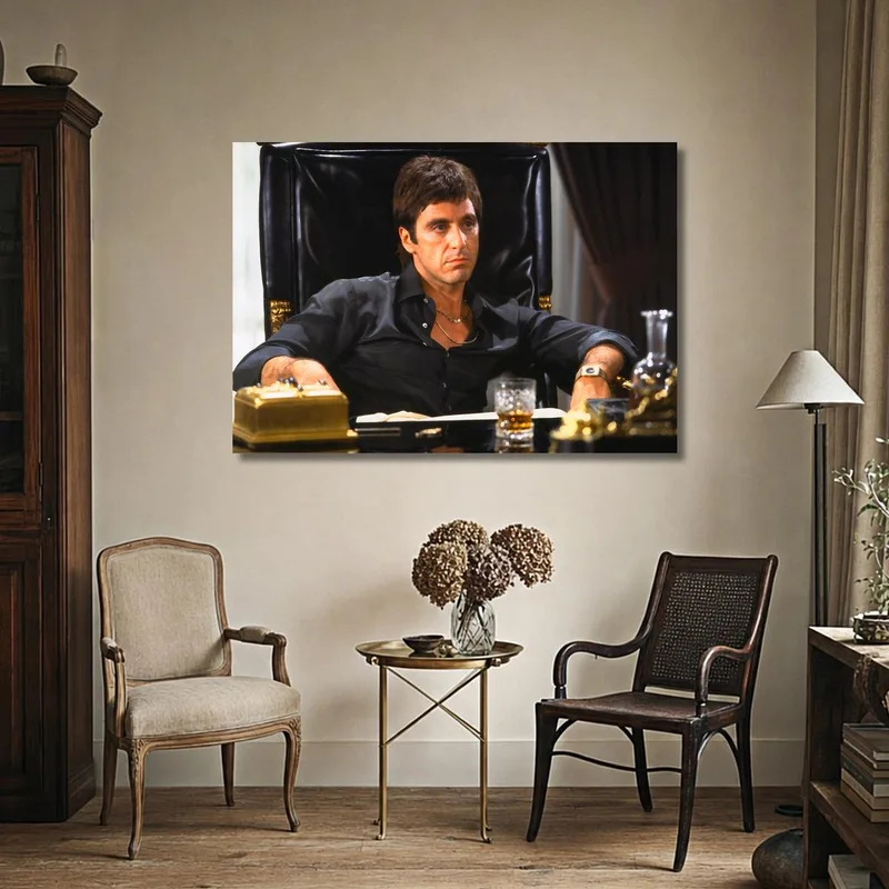 Kunstdruck scarface im schwarzen hemd