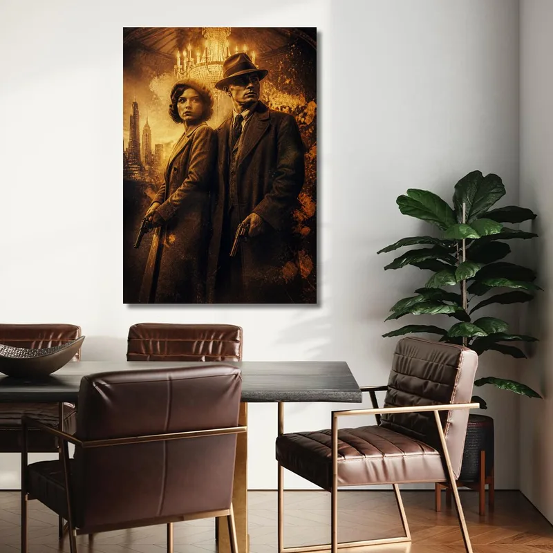 Toile artistique duo bonnie & clyde
