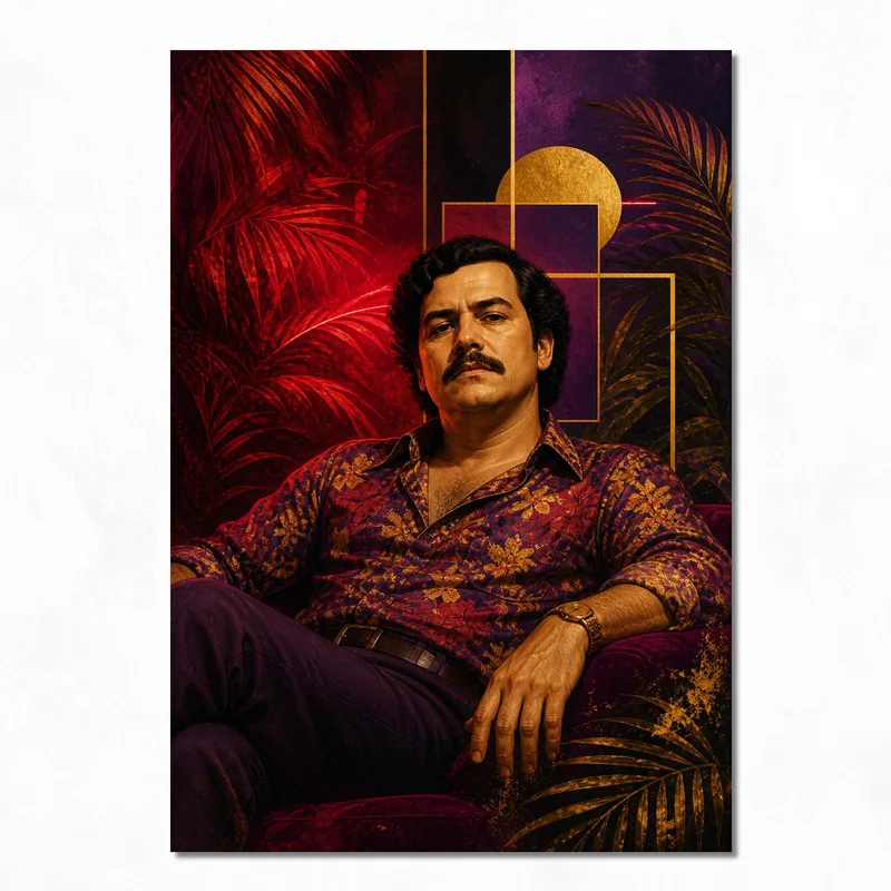Impression sur toile portrait regal de pablo escobar