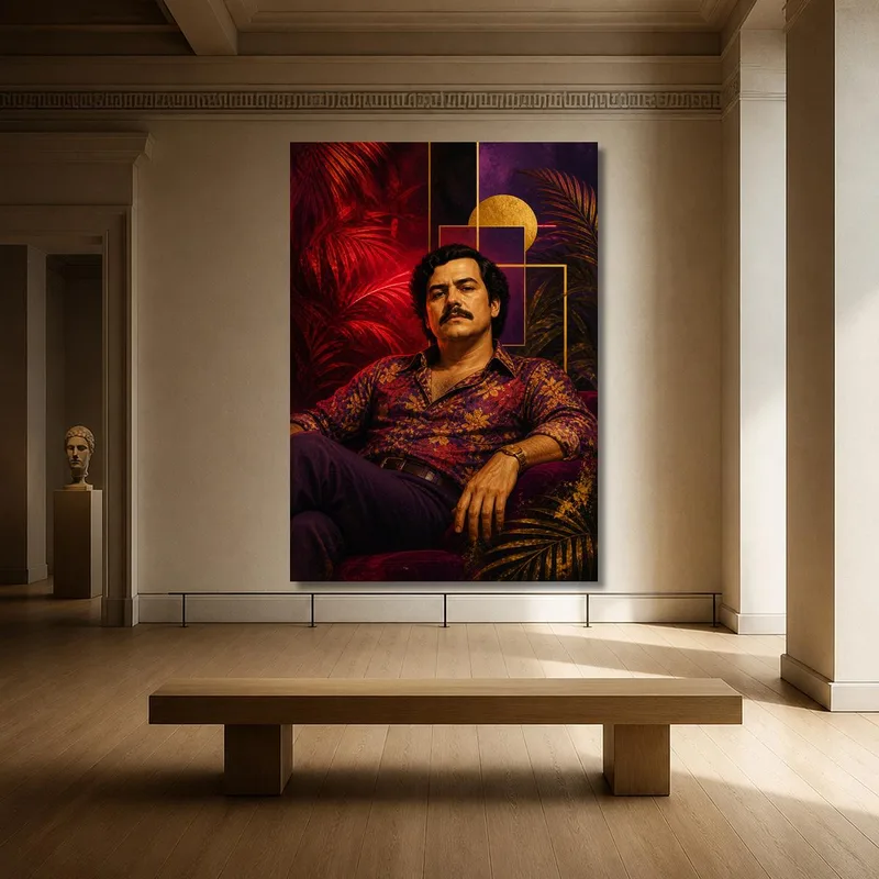 Impression sur toile portrait regal de pablo escobar