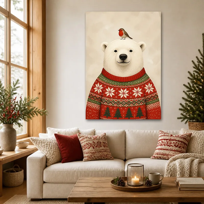 Polar Bear Weihnachts-Pullover drucken auf leinwand