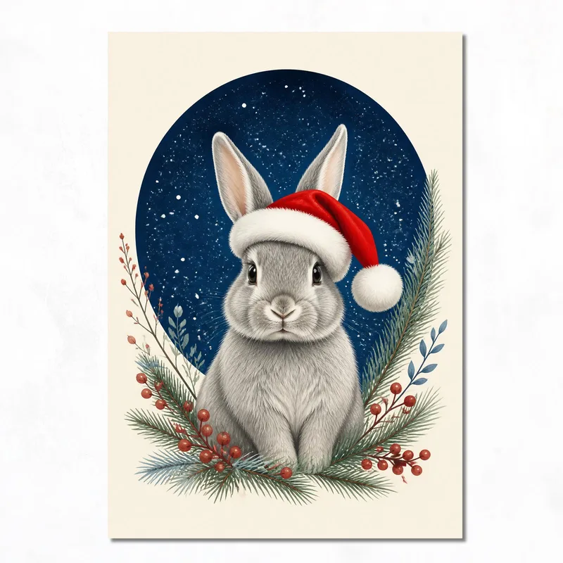 Conejo navideño cuadro moderno