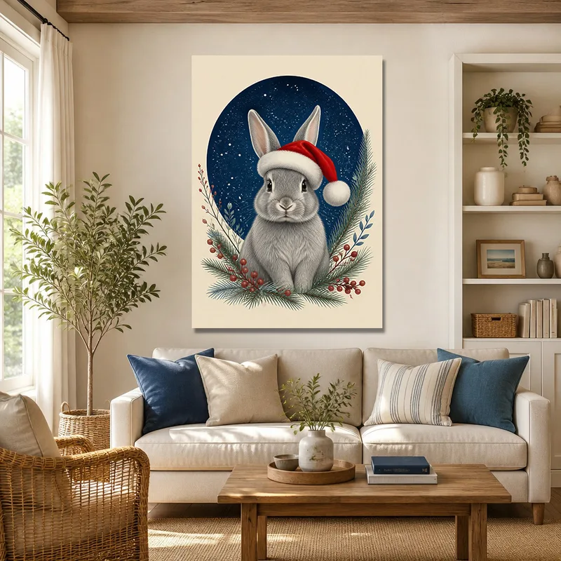 Conejo navideño cuadro moderno