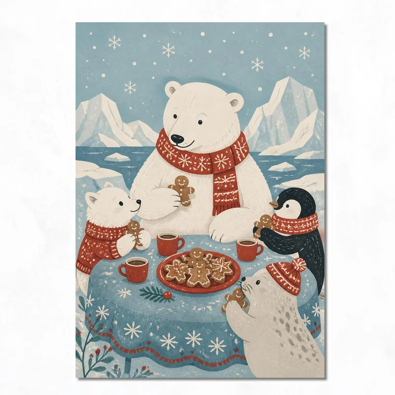 Eisbär Winterfeier drucken auf leinwand