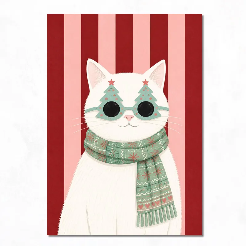 Fine art print christmas cat with sunglasses